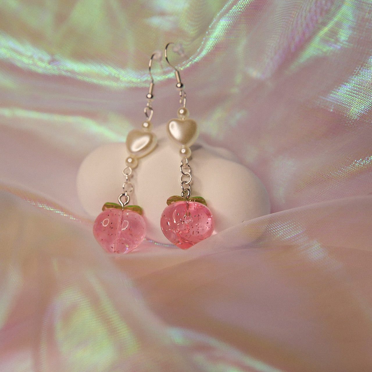 Peachy Heart Earrings